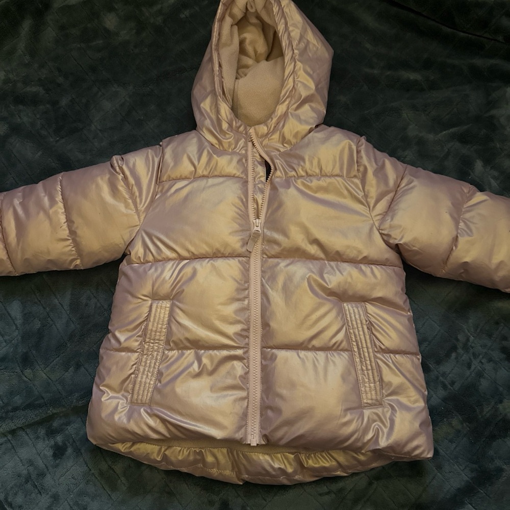 Swiss Tech Kids Metallic Pink Puffer Jacket